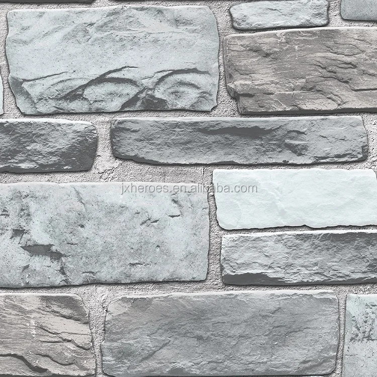3D Irregular Brick Wall Pattern Decorative Wallpaper for Restaurant and Cafe