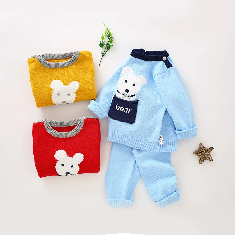 China Factory Product Sweater Designs for Baby Girls Knitted Cardigan Sweater Baby Sweater Set
