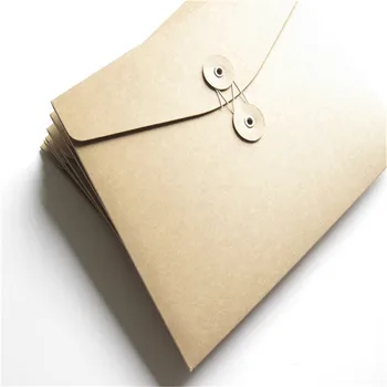 Brown Kraft Cardboard Paper Folder Pocket Button String Closure