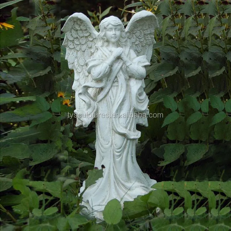 Outdoor Decor Kneeling Praying Stone Angel Statue Marble Sculpture