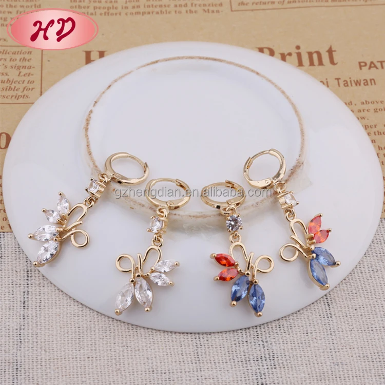 New Models Crystal Hanging Design Muslim Jewelry Gold Earring for Party Girls