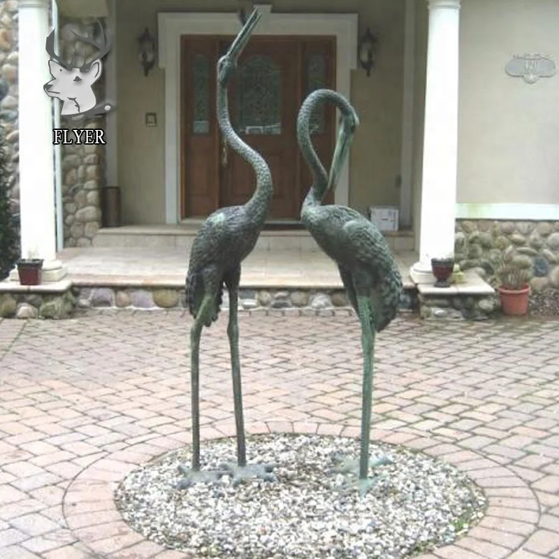 Beautiful Design Life Size Casting Bronze Heron Pair Statue for Home Garden Decoration