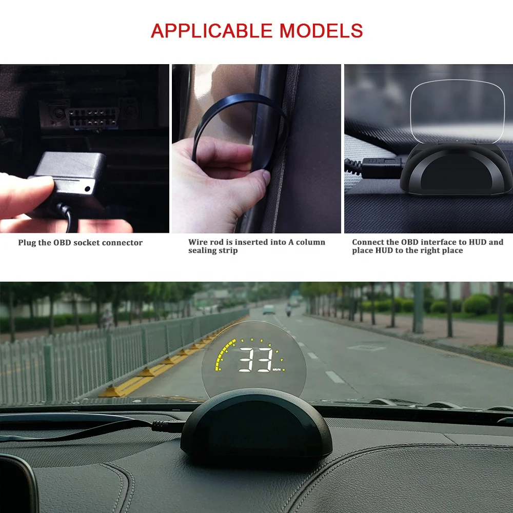 Wiiyii C700 Car HUD Head-up Display Windshield Projector OBD Digital Speedometer Display Speedometer Security Car Accessories