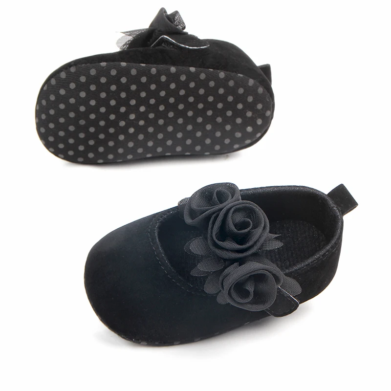 Wholesale Cheap Baby Girls Soft Sole Floral Mary Jane Flats Infant Princess Prewalkers Toddler Wedding Dress Shoes supplier