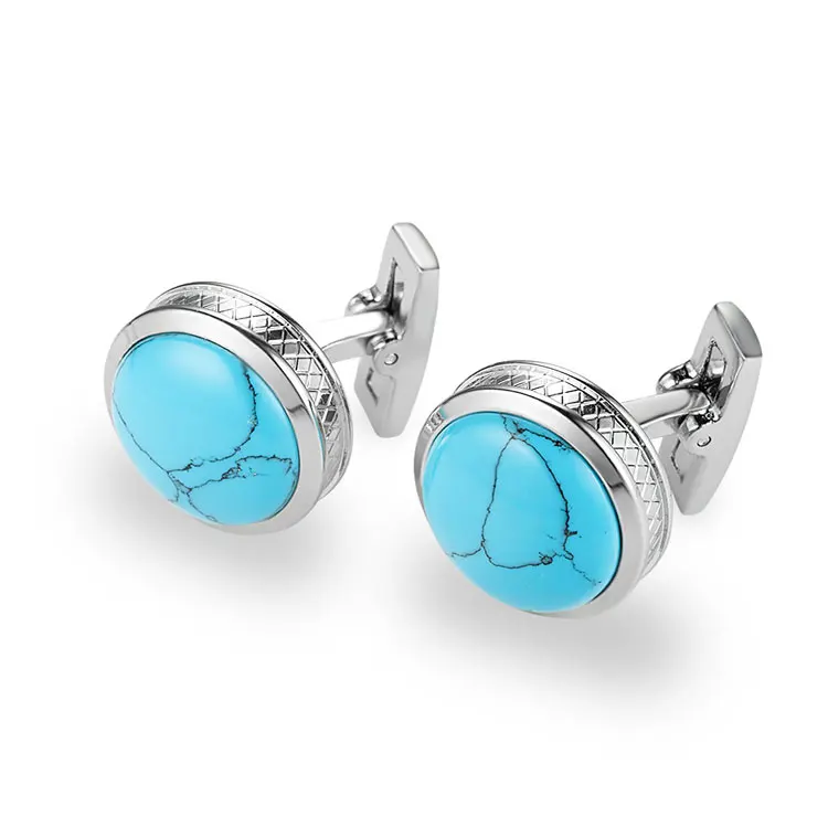 Wholesale Personalized Fashion Custom Turquoise Cufflinks Fancy Popular Men Cuff Links Cufflinks