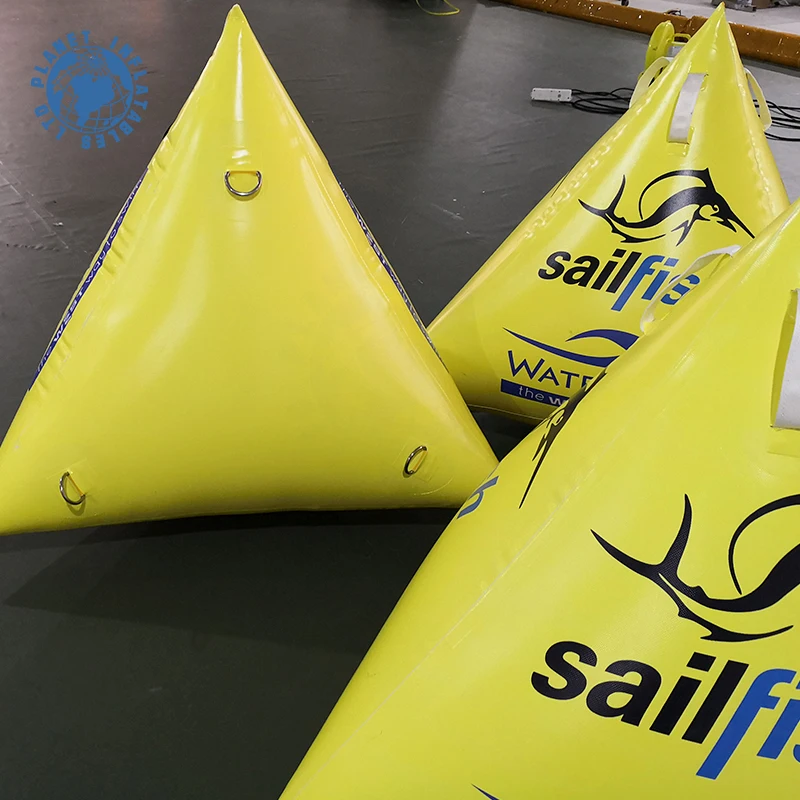 Triangle Yellow Water Inflatable Lake Marker Buoy Sea Swimming Floating Buoy for Race Remark