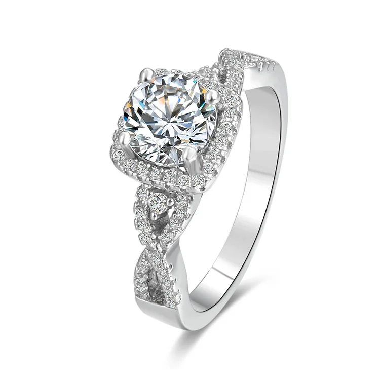 POLIVA High Quality Customized Logo Jewellery Infinity Band Diamond 925 Sterling Silver Marry Me Engagement Ring
