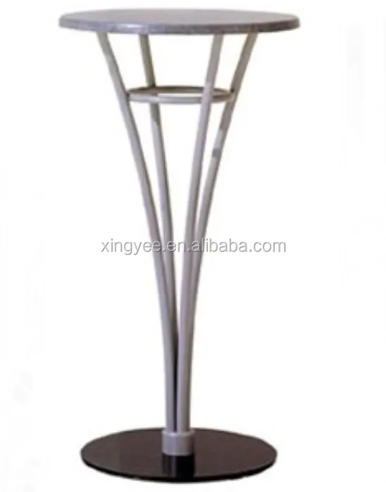 Modern Commercial Bar High Table Counter Furniture Steel Metal Base Frame Glass Top Mini Small Round Stand Up High Bar Table