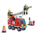 130pcs set Fire Fighting Leader Truck Model Educational Construction Bricks DIY Building Blocks Toys
