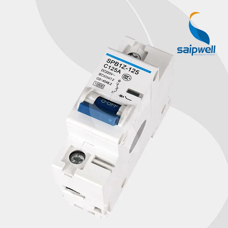 SAIP/SAIPWELL Factory Price 1 Pole DC 125/220V 125A IP65 Electrical Plastic Circuit Breaker RCBO