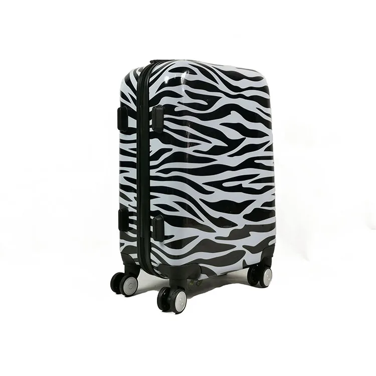 Manufacturer Custom Luxury Fashion Hard Case Suitcase Fashion Black White  Zebra Pattern Carry on Pc Luggage Set