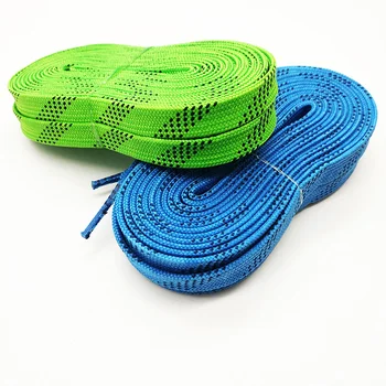 Waxed polyester ice hockey skate shoe laces with mould tip
