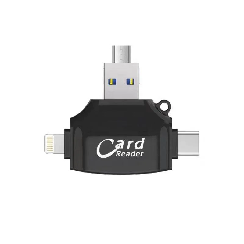 Card Reader SD Micro Memory Card Reader 4 in 1 Connectors USB Reader