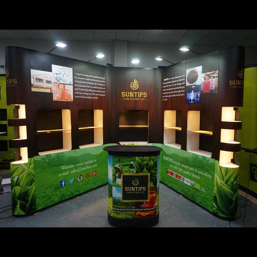Portable Floor Standing Customized PVC Advertising Aluminum Frame Pop up Display Backdrop Wall for Trade Fair Booth