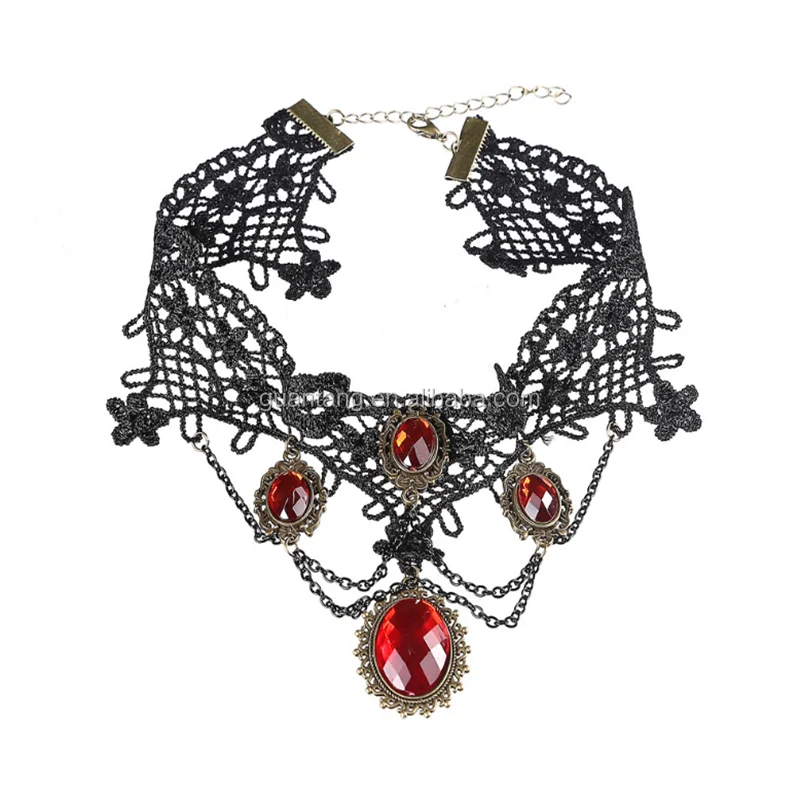 Vintage Gemstone Jewelry Big Black Lace 