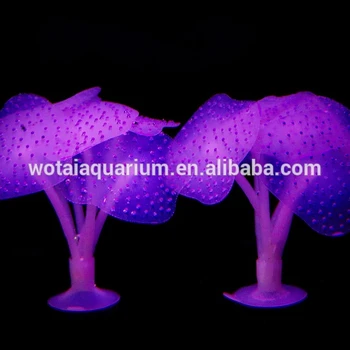 Aquarium Ornaments Light Silicone Decor - Fish Tank Decor Aquarium Decoration Glowing Effect silicone - Mushroom Coral Purple
