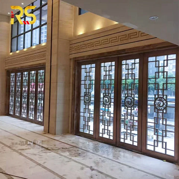 High End Customized Laser Cut Metal Decorative Glass Stainless Steel Door