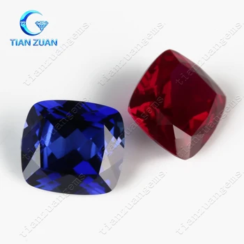 Cushion shape Fat square shape red color corundum material ruby and sapphire loose stone