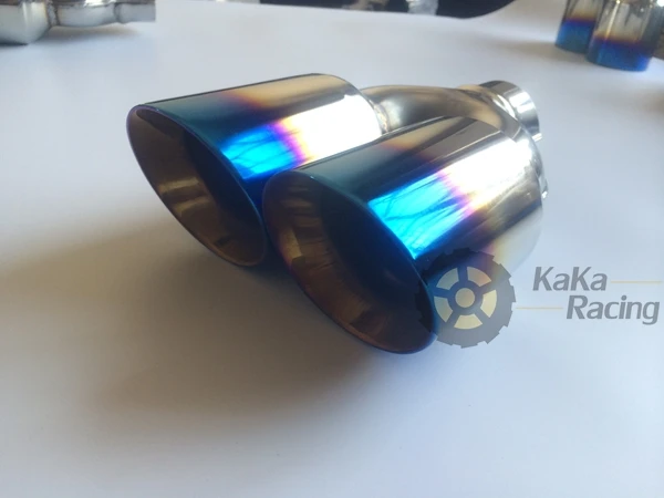 Universal 65mm Inlet Stainless Steel Dual Exhaust Muffler