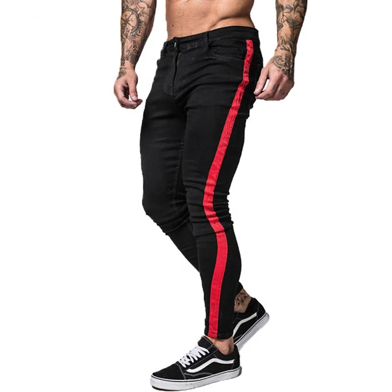 Marca Lado Rayas Grabando Skinny Fit Hip Hop Estilo Biker Denim Diseñador  Apretado Hombres Jeans Personalizados - Buy Vaqueros Personalizados Para  Hombre Product on Alibaba.com
