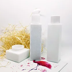 Lotion Pump White Opal Glass Square Porcelain Cosmetic Pump 30ml Ceramic Lotion Bottle