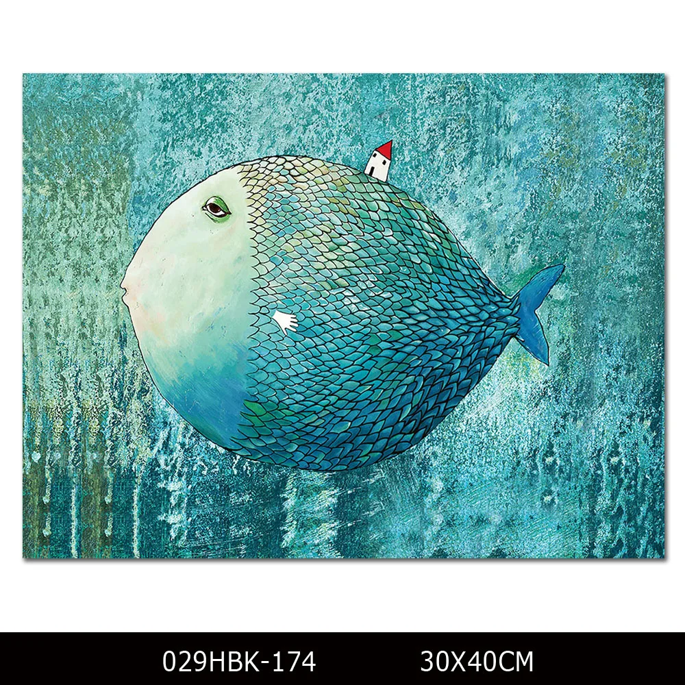 Artist Design Funny Wall Art Picture Small House Behind Huge Fish Back  Print Funny Modern Abstract Art Picture For Wall Art - Buy Print Fish  Painting,Wall Art Picture,Abstract Art Picture Product on