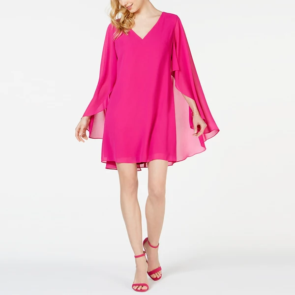 deep v cape dress