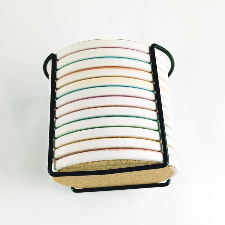 Custom Unique Printed Ceramic Coasters With Metal Holder Beer Glass Coasters For Bar Buy