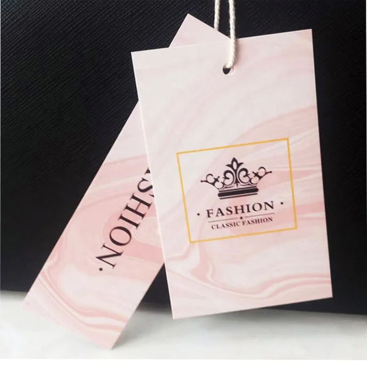 High-end Custom-made Hangtags for Clothing Own logo Embossed Gold  with Fashionable GirlsJeans Hang Tag