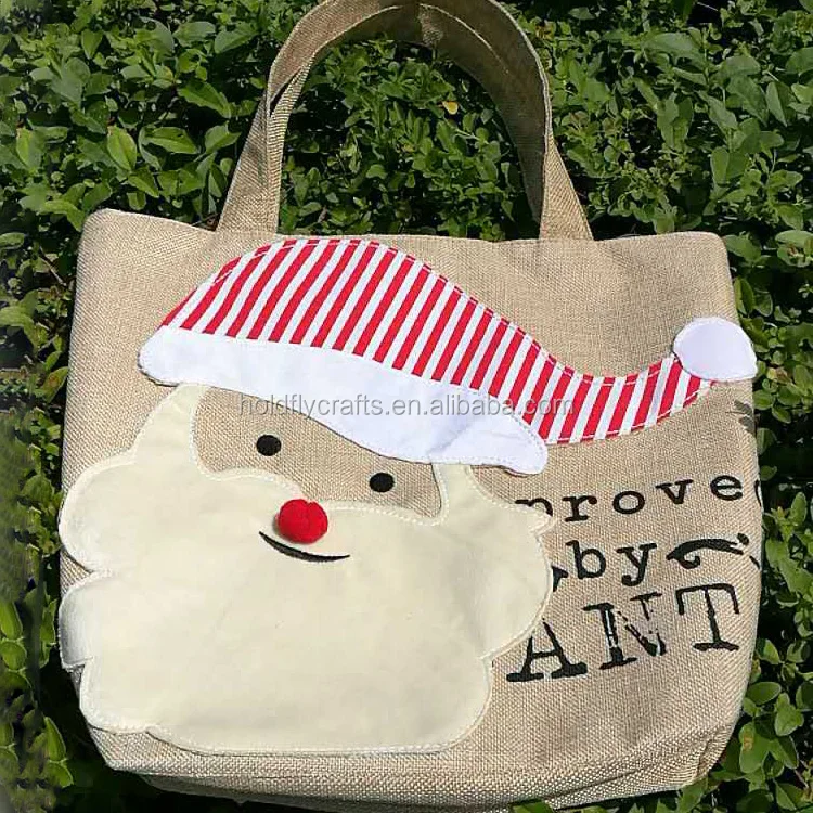 burlap santa bolsas