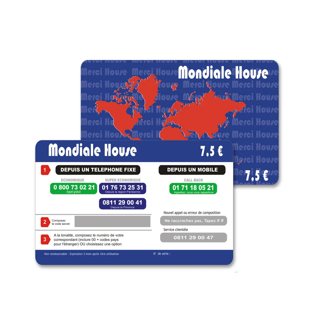Offset Printing Prepaid Scratch Code Recharge Cards Calling Card