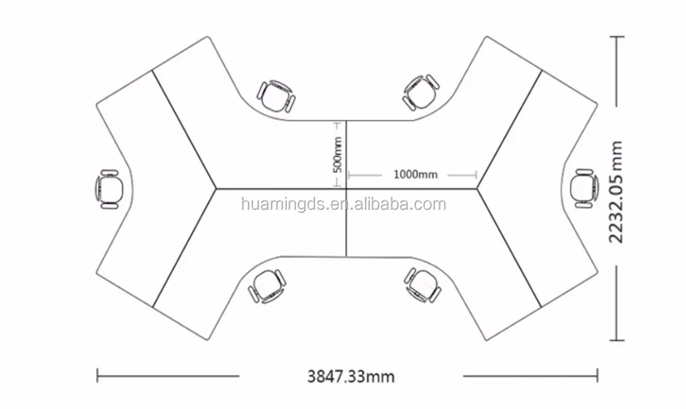 Офисная мебель project, офисная Рабочая станция на 120 градусов, офисная Рабочая станция на 6 человек