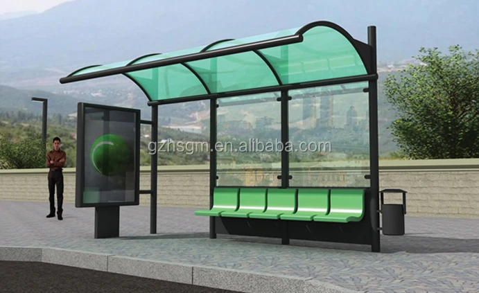 Smart Bus Shelter Air Conditioned Bus Station Closed type Bus Stop with Advertising Light Box Outdoor in Dubai UAE