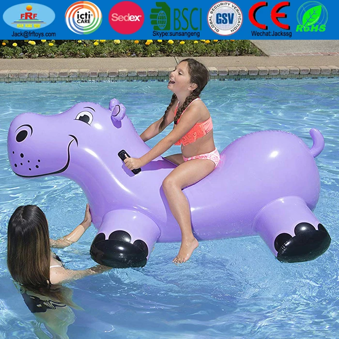 Summer Swim Fun PVC Inflatable Hippo Pool Float Ride on Pool Rider Rocker