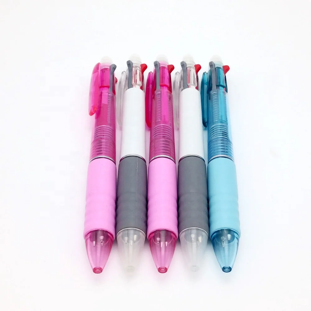 2+1 LOGO Custom 3 in 1 Multi Color Promotional Oil Ink 2 Color Ball Pen with  Pencil and Eraser