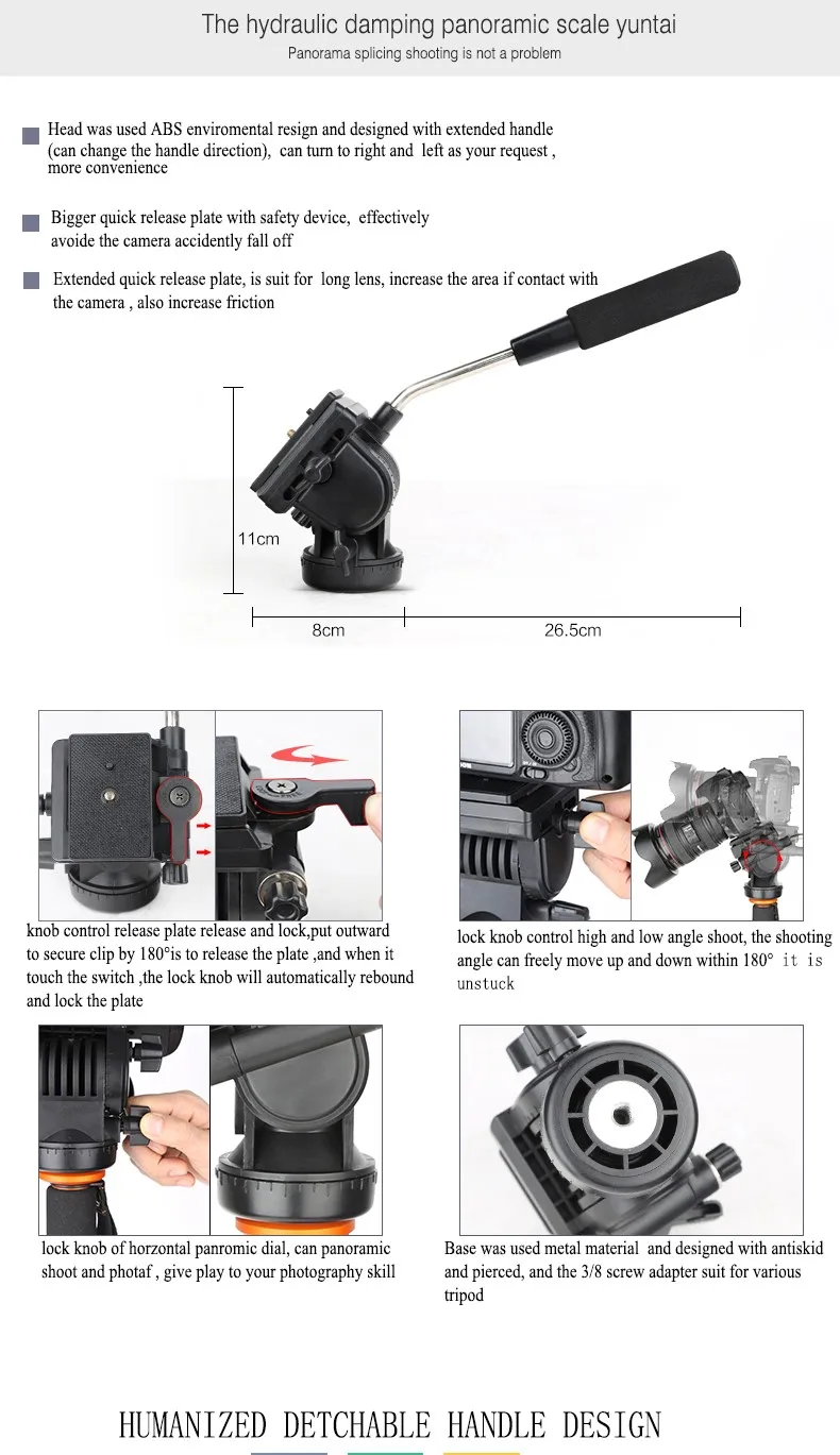 QZSD-Q238 Panhead handheld camera monopod digital and video yunteng berno OBO camera monopod photography accessories