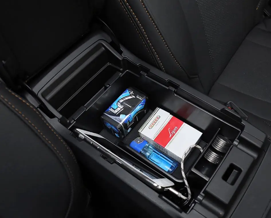 HUAER 1 stück Car Center Console Armlehne Organizer Aufbewahrungsbox Tablett einsetzen Black Fit für Subaru Outback 2015-2019 Autopräter-Tablett 