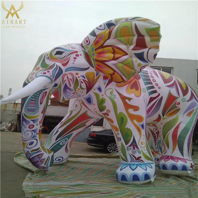 High Circus Performance Animal Inflatable Elephant with 16 Led Colors for Stage Decoration
