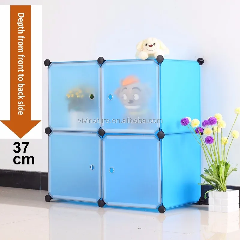 Pink Plastic Wardrobe Storage Box Cube With Clothes Rail Storage Interlocking System Cabinet Organiser Storing