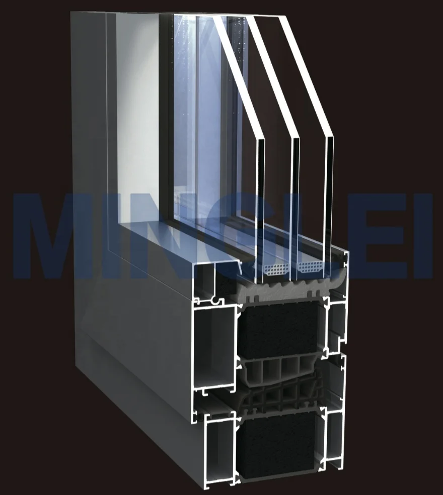 Minglei China Factory High performance insulated windows black triple Passive windows and houses