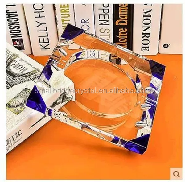 Wholesale new design square crystal ashtray