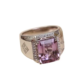 natural gemstone ring fine jewelry wholesale new trendy 9x11mm purple amethyst 925 sterling silver silver crystal ring man