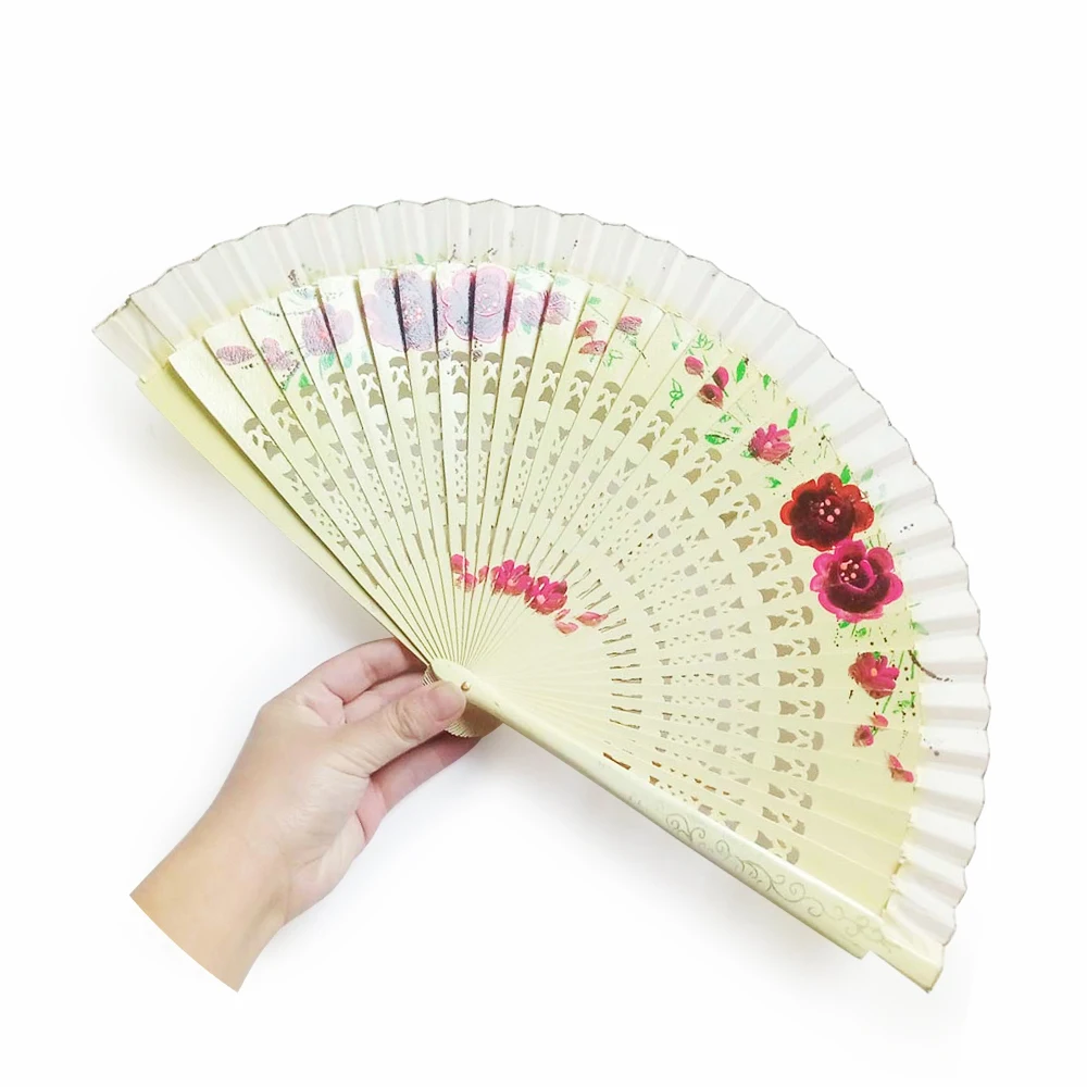 
 2019 деревянный веер ручной росписи с различными цветами и цветами  