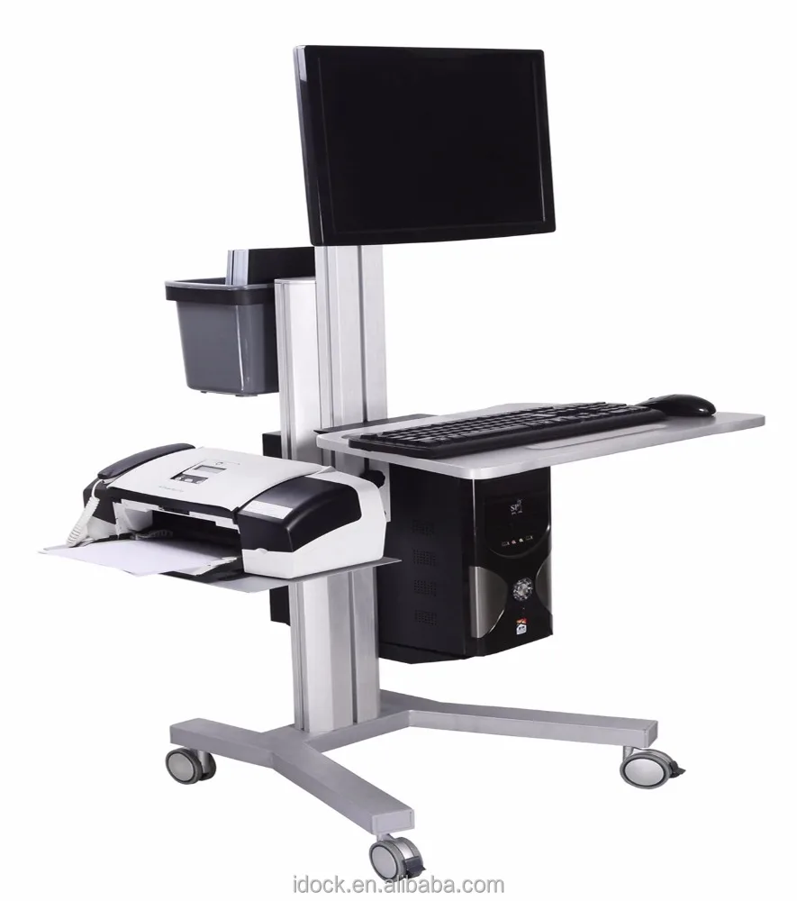 Height Adjustment Mobile Computer Cart