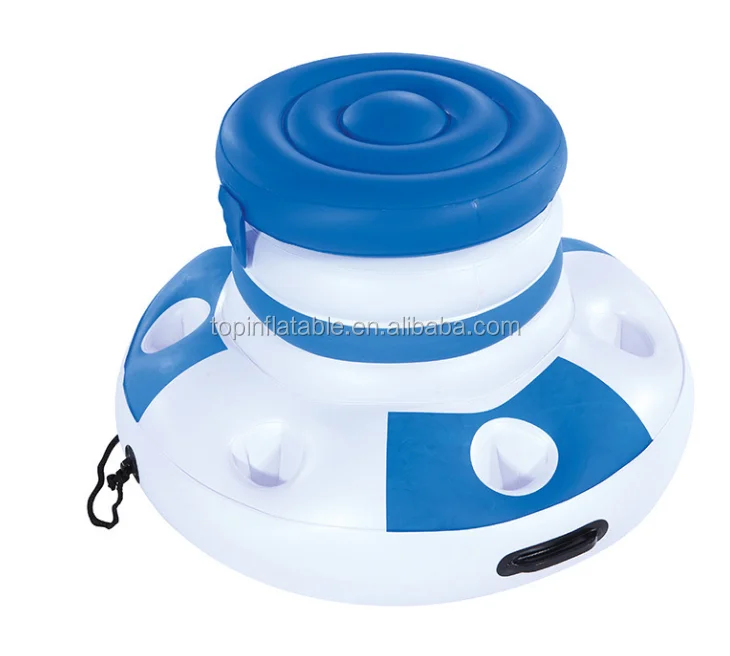 Phthalate Free PVc Inflatable Ice Bucket Insulation Cooler Plastic Floating  Inflatable Chiller with Cup Holders