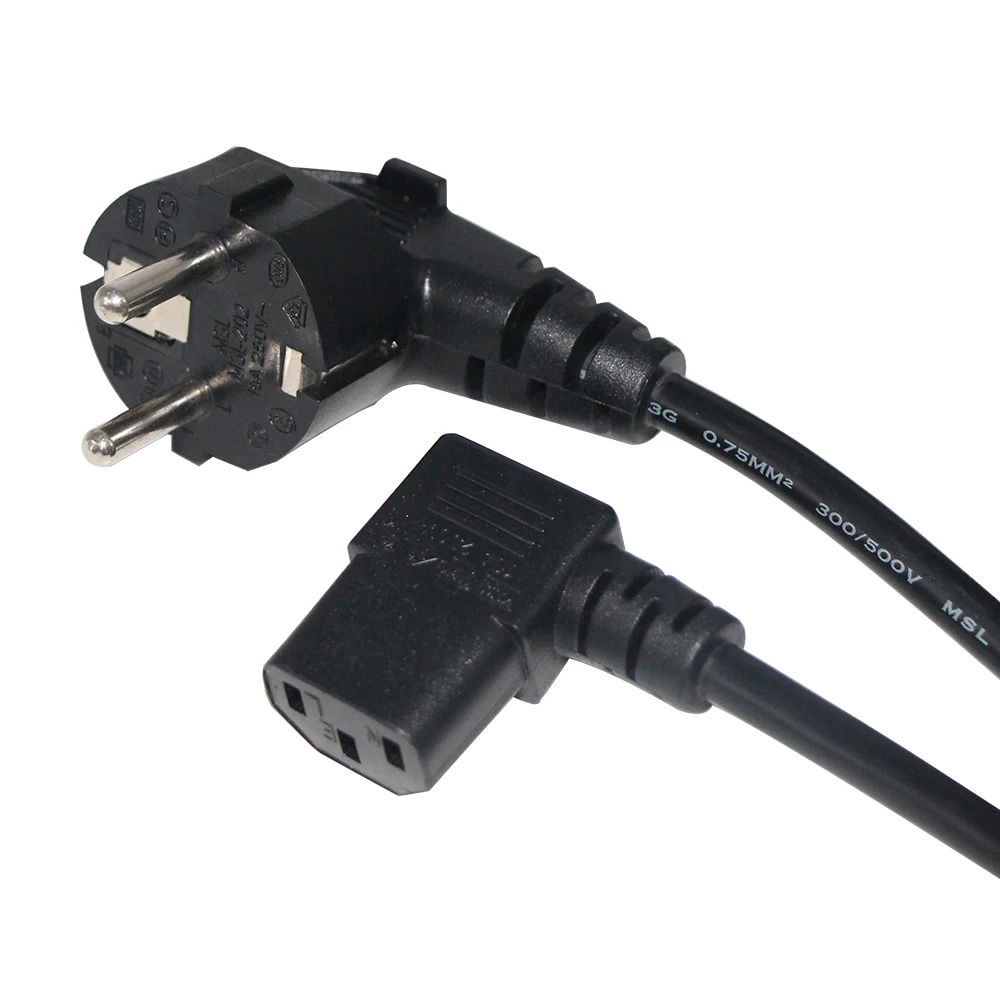 Câble Secteur Standard IEC C13 vers Schuko Mâle Coudé 3x1.5mm² 1.5