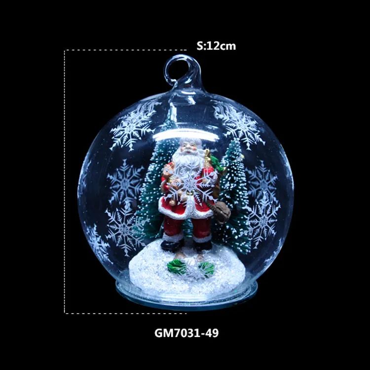 Factory Wholesale Iridescent Led Light Up Glass Ornament Christmas Glass Ball For Christmas Tree supplier