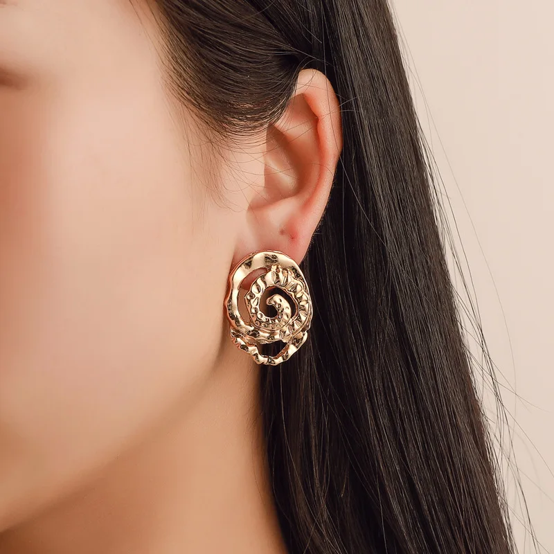 Vintage Swirls Gold Metal Earrings