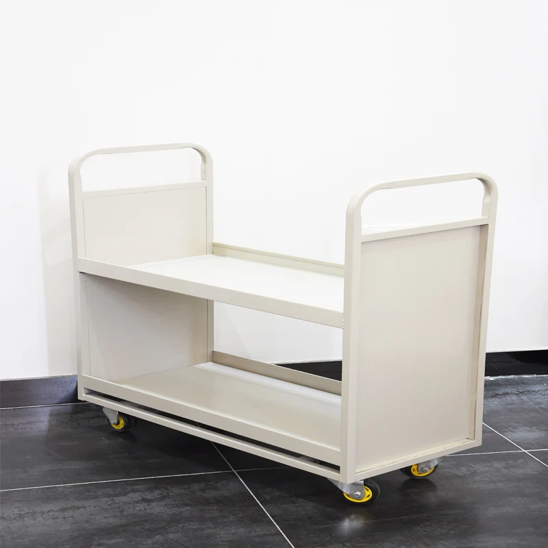 Hand Push Mobile Library Metal Book Trolley Book Cart
