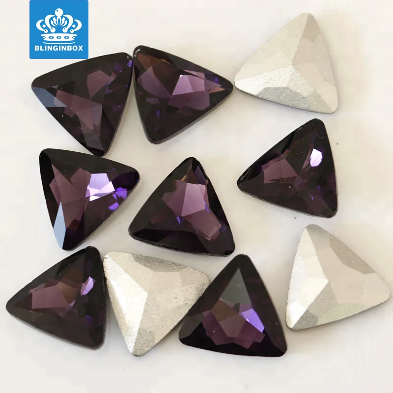 Triangle Shape Best Selling All Colors 16mm Machine Cut Glass Stone Beautiful Pointback Stone for Ornament Making